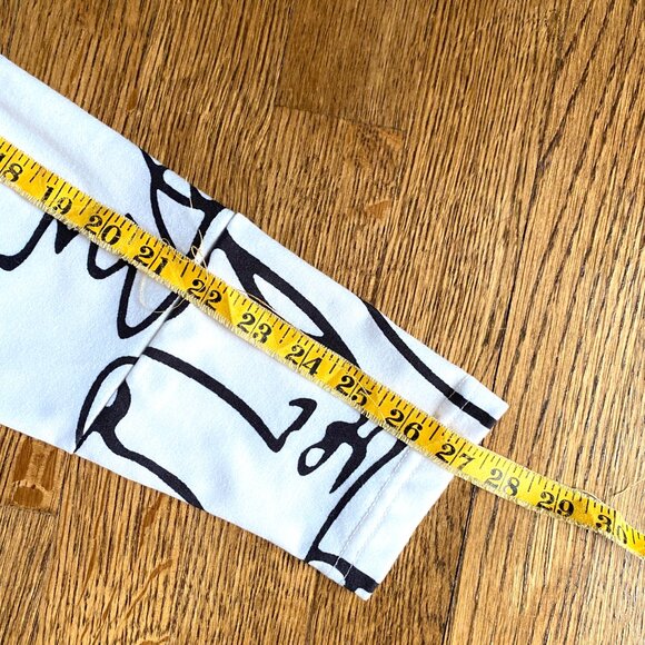 Long Sleeves Tunic Dress White with Black Line Drawing Faces Arty Whimsical - Picture 10 of 12